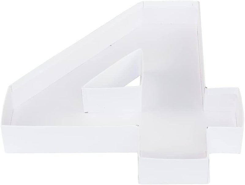 WENPACK 12.5" Cardboard Number Shaped Mache Strawberries Fillable Sweets Candy Box with Clear Lid (White, 4) - Image 5